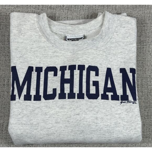 Michigan Wolverines Sweatshirt Mens Large Gray NCAA College Football Lee USA 90s - Picture 12 of 12